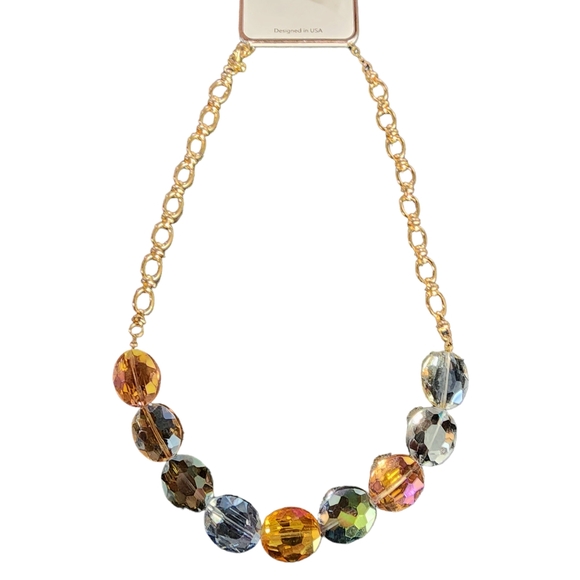 AV Multicolor Light Jewel Necklace with Gold Tone Chain NWT - (#0003) - Picture 1 of 2
